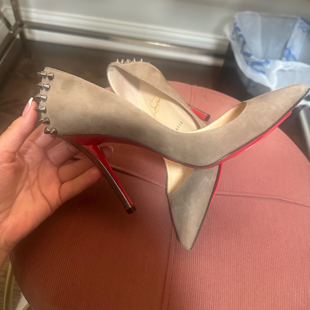Christian Louboutin grey-green suede Heels 100mm heels